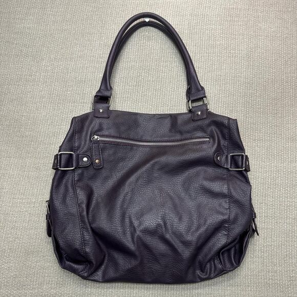 Vintage Large slouchy purple shoulder bag vegan leather pockets Y2K grunge style - Picture 3 of 4